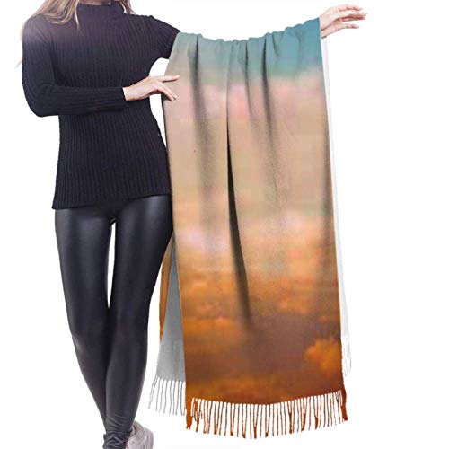 Tengyuntong Damen Wickeldecke Schal, clásica cachemira sensación Unisex invierno bufanda, hermoso cielo nube antes de la puesta del sol bufandas largas grandes calientes abrigo chal estola