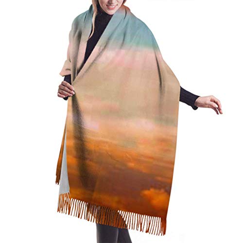 Tengyuntong Damen Wickeldecke Schal, clásica cachemira sensación Unisex invierno bufanda, hermoso cielo nube antes de la puesta del sol bufandas largas grandes calientes abrigo chal estola