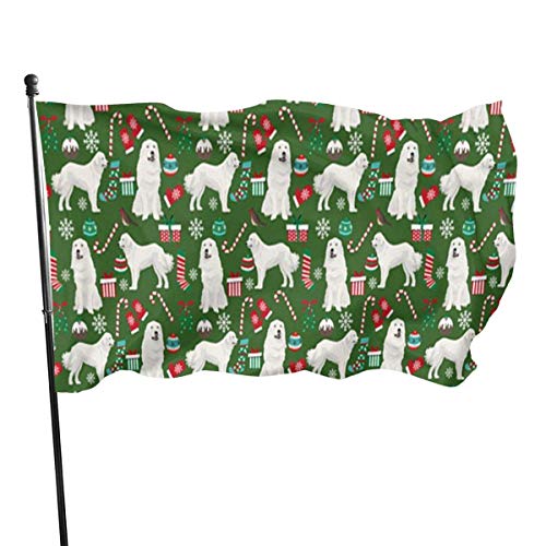 Tengyuntong Great Pyrenees Lovely Christmas Holiday Banderas Decorativas para jardín, Bandera Artificial al Aire Libre para el hogar, decoración de jardín, 3 x 5 pies