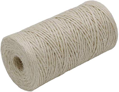 Tenn Well - Rollo de Cinta de Yute Natural de 2 mm para Embalaje, jardinería, floristería, Envoltorio de Regalo, decoración, Manualidades (Color Crema)