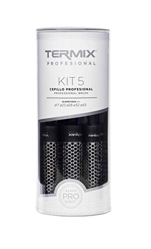 Termix profesional -Pack de 5 cepillos de pelo térmico redondo con tubo de aluminio que prmite reducir el tiempo de secado. El Pack incluye los diámetros Ø17, Ø23, Ø28, Ø32 y Ø43.