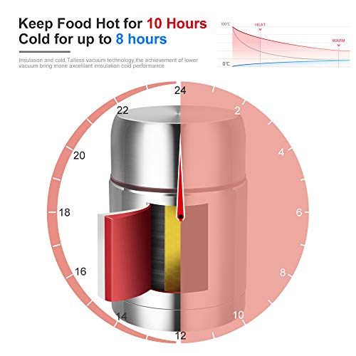 Termo Para Comida 800ml, Yelocota matraz de comida Botella Aislada de Acero Inoxidable Aislada para Alimentos, Beber y sopa de los ni os y las comidas de adultos