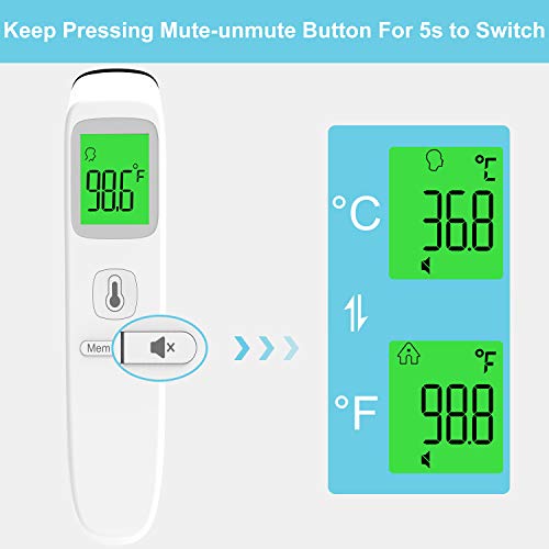 Termómetro De Frente, UNTIRE Termómetro Digital con Sensor Infrarrojo, Mide Con Precisión Rapidez Termómetro Infrarrojo Sin Contacto, Adecuado Para Niños, Adultos, Medio Ambiente Objetos