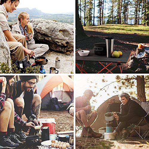 Terra Hiker Utensilios de Cocina de Camping, Set de Cocina para Camping de Aluminio anodizado Ligero Portátil para Excursiones Viajes con Mochila y Actividades al Aire Libre (10 Piezas)
