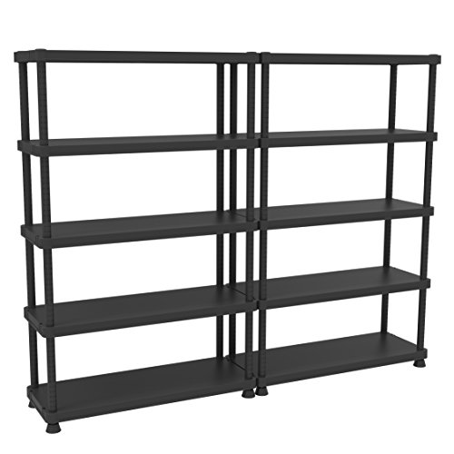 Terry, Scaffale 12045-5c, Estantería Modular con 5 Estantes. Color: Negro, Material: Plástico, Dimensiones: 120x45x187,5 cm