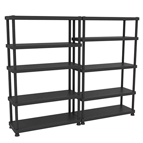 Terry, Scaffale 12045-5c, Estantería Modular con 5 Estantes. Color: Negro, Material: Plástico, Dimensiones: 120x45x187,5 cm