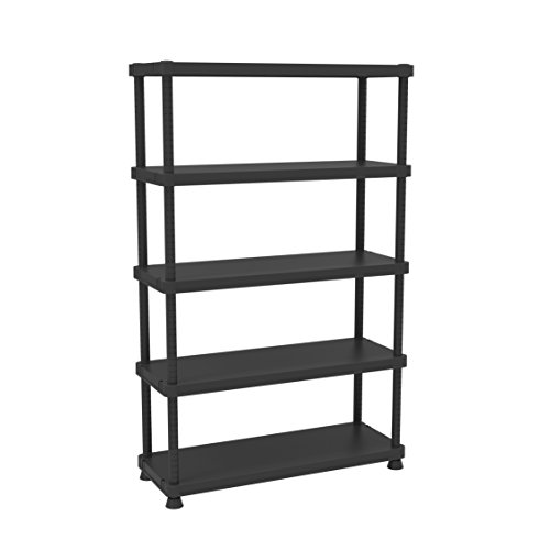 Terry, Scaffale 12045-5c, Estantería Modular con 5 Estantes. Color: Negro, Material: Plástico, Dimensiones: 120x45x187,5 cm