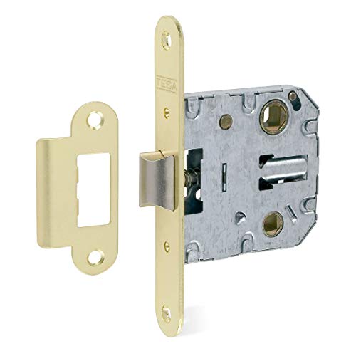 Tesa Assa Abloy - Cerradura de doble cerrojo para alto tráfico, 2004U, Frente Redondeado, Latonado