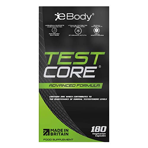 Testcore para hombres contiene zinc, que ayuda a mantener los niveles normales de testosterona, aporta vitaminas y extractos vegetales (180 cápsulas vegetarianas)