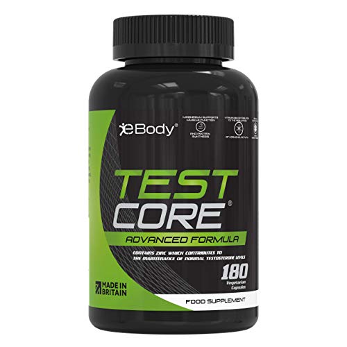 Testcore para hombres contiene zinc, que ayuda a mantener los niveles normales de testosterona, aporta vitaminas y extractos vegetales (180 cápsulas vegetarianas)