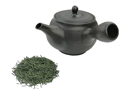 Tetera japonesa Kyusu de cerámica negra de 350 ml, colador de té integrado, tetera asiática con una sola mano