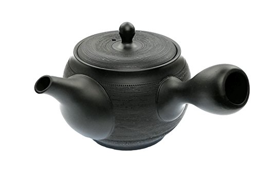 Tetera japonesa Kyusu de cerámica negra de 350 ml, colador de té integrado, tetera asiática con una sola mano