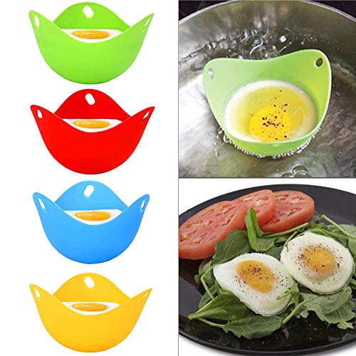 T.face Huevos furtivos de Silicona, Egg Cooker Tazas de Huevos escalfados antiadherentes, Huevo furtivo para microondas, Tazas de Huevo furtivo de Silicona sin BPA （4 Paquetes）