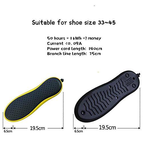 The best of us 195 * 65 * 32 mm Secador de Zapatos Secador de Zapatos Secador de Zapatos para niños y Adultos Calentador de Zapatos al Horno-Amarillo