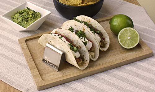 THE CHEF COLLECTION – Portatacos, Accesorio de cocina, soporte para tacos de acero inoxidable, 15,0x4,5x4,0 cm.