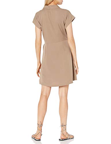 The Drop Joanie Minivestido Safari Envolvente de Manga Corta Mujer, Champiñón, XS