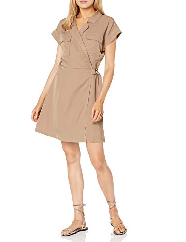 The Drop Joanie Minivestido Safari Envolvente de Manga Corta Mujer, Champiñón, XS