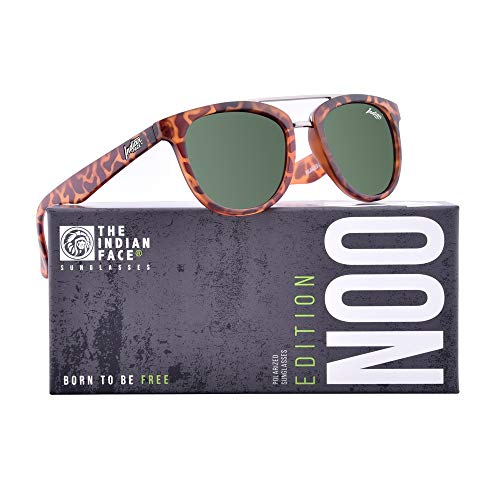 The Indian Face Gafas de Sol Doble Puente Noosa, Unisex Color Carey Lente Verde Botella