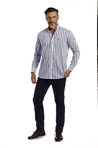 THE TIME OF BOCHA Camisa Hombre Rayas Azul Large