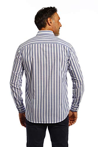 THE TIME OF BOCHA Camisa Hombre Rayas Azul Large