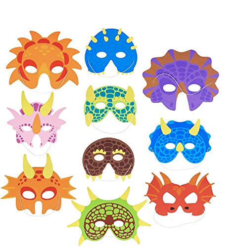 THE TWIDDLERS 30 Máscaras de Espuma de Dinosaurio para Niños con Correas Elásticas| Durable y No Tóxico| Dino Animales Fiesta Halloween Disfraces Piñata Juguetes Cumpleaños Decoración Regalo.