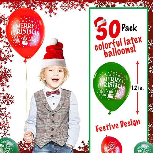 THE TWIDDLERS 50pcs Globos Helio Navidad Rojo Y Verde - Accesorio De Decoración - Regalo Ideal para Cena Y Celebración De Navidad - Adorno Festivo Colgante para Fiesta De Temporada