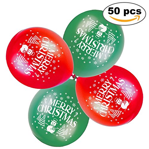 THE TWIDDLERS 50pcs Globos Helio Navidad Rojo Y Verde - Accesorio De Decoración - Regalo Ideal para Cena Y Celebración De Navidad - Adorno Festivo Colgante para Fiesta De Temporada