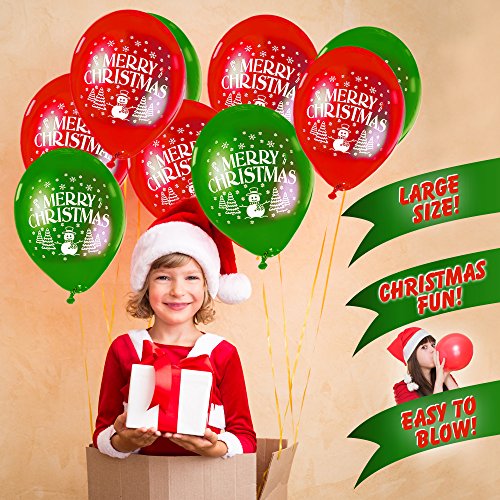 THE TWIDDLERS 50pcs Globos Helio Navidad Rojo Y Verde - Accesorio De Decoración - Regalo Ideal para Cena Y Celebración De Navidad - Adorno Festivo Colgante para Fiesta De Temporada