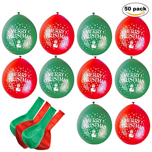 THE TWIDDLERS 50pcs Globos Helio Navidad Rojo Y Verde - Accesorio De Decoración - Regalo Ideal para Cena Y Celebración De Navidad - Adorno Festivo Colgante para Fiesta De Temporada