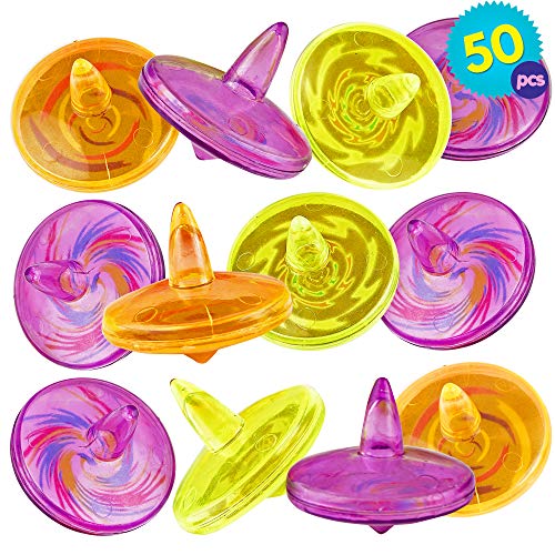 THE TWIDDLERS 50pcs Peonzas Trompo para Ninos - Hace Girar Los Juguetes Peonza Turbo - Rellenar Bolsas De Fiesta Piñata Y Regalos Cumpleanos Juegos Infantile Halloween para Niños