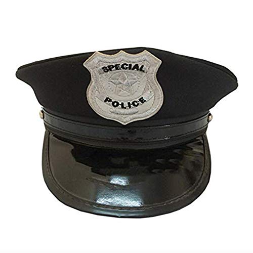 thematys Gorra de policía en Negro - Gorra de policía para Adultos Carnaval, Halloween y Cosplay