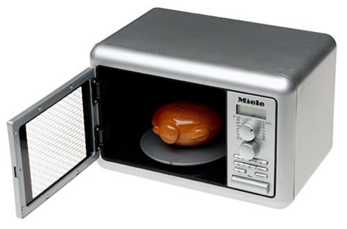 Theo Klein 9492 Horno microondas Miele, Con base giratoria a pilas, Reloj con tres limitaciones de tiempo y señal acústica, a partir de 3 años, 25 cm x 16 cm x 17,5 cm