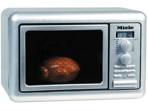 Theo Klein 9492 Horno microondas Miele, Con base giratoria a pilas, Reloj con tres limitaciones de tiempo y señal acústica, a partir de 3 años, 25 cm x 16 cm x 17,5 cm