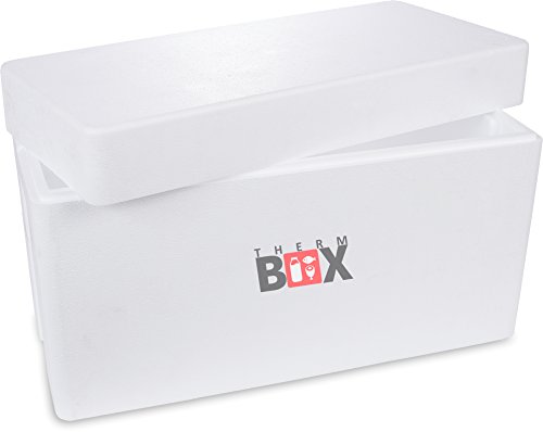 THERM BOX Caja de espuma de poliestireno con una tapa, Thermobox para alimentos y bebidas I Caja de espuma de poliestireno para refrigeración y calentamiento (78,5x35,5x45cm - 87,60l volumen)