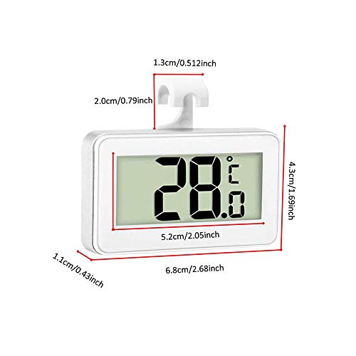 Thlevel 3 × Termómetros Digital para Refrigerador y Congelador Impermeable con Pantalla LCD Fácil de Leer y Gancho, Blanco