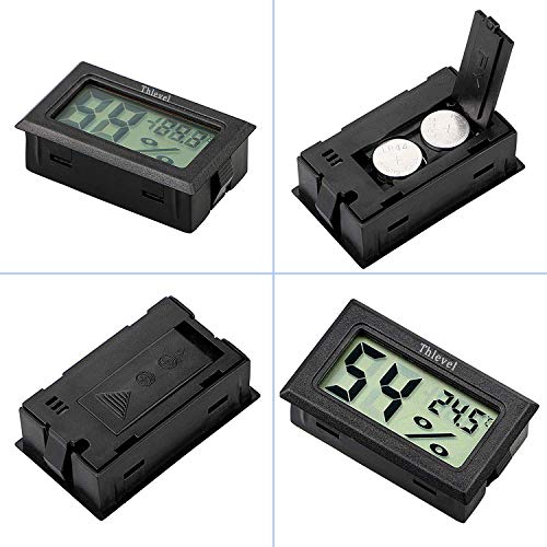 Thlevel Mini Termómetro Higrómetro Digital Interior de Temperatura y Humedad, Negro (6 PCS - A)