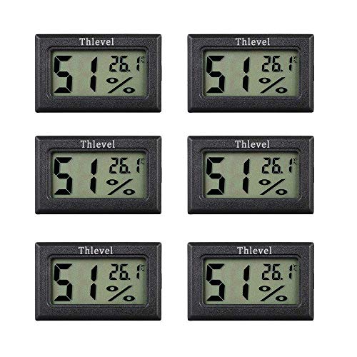 Thlevel Mini Termómetro Higrómetro Digital Interior de Temperatura y Humedad, Negro (6 PCS - A)