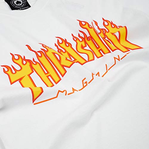 THRASHER Flame Camiseta, Unisex Adulto, White, S