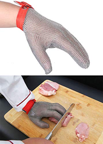 ThreeH Guantes resistentes al corte Guantes de malla de acero inoxidable Para carniceros, trabajo de restaurante, procesamiento de carne GL08 XL(1 pieza)