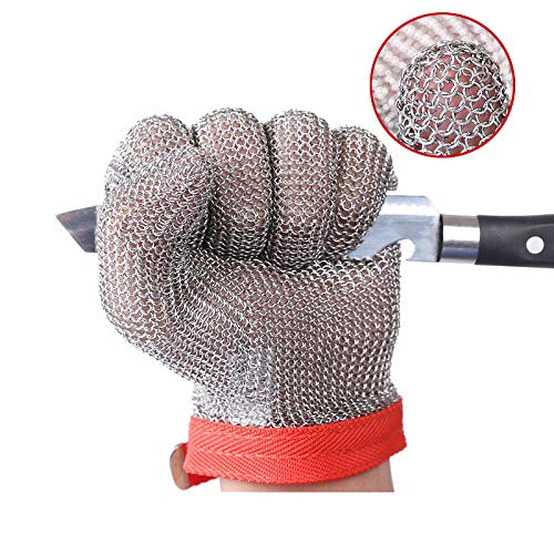 ThreeH Guantes resistentes al corte Guantes de malla de acero inoxidable Para carniceros, trabajo de restaurante, procesamiento de carne GL08 XL(1 pieza)