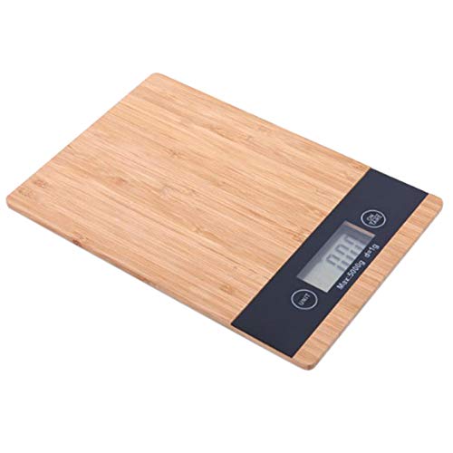 Tiamu 5000G / 1G 5 Kg Madera Bambú Báscula Digital de Pantalla LCD de Alta Definición Equilibrio Electrónico de Pantalla LCD HD Multifunción Apagado Automático