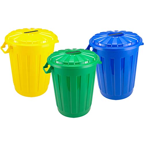 TIENDA EURASIA® Cubos de Basura de Reciclaje con Tapa - Pack de 3 Cubos de 30 L - Material Plastico Eco Libre de Bpa - Alta Resistencia - Ideal para Reciclar