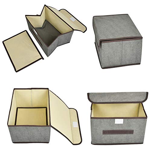 TIMESETL 4 PCS Cajas Almacenaje con Tapa | Cajas Almacenaje Plegables Contenedores de Almacenamiento | no Tejido Cajas de Ordenación Armarios, Ropa, Zapatos, Libros, Cosméticos, Juguetes, etc.