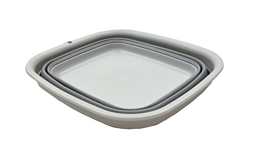 Tina plegable SAMMART 7.7L (2.03 galones) - Tina plegable para platos - Lavabo portátil - Tina de plástico de ahorro de espacio (Gris)