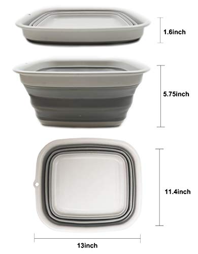 Tina plegable SAMMART 7.7L (2.03 galones) - Tina plegable para platos - Lavabo portátil - Tina de plástico de ahorro de espacio (Gris)