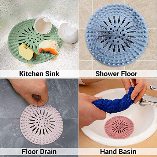 Tinkber 6 Paquetes Escurridor de Pelo, Escurridor de Ducha Duradero, Colador de bañera Flexible, Cubiertas de Drenaje de Ducha con tapón de Silicona, Fácil de Instalar y Limpiar