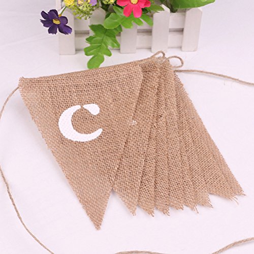 Tinksky Candy Bar Banner Heart Imprimir Hessian Pennant Triangle Burlap Banner Banderas del triángulo para la decoración del partido