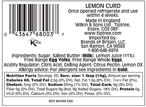 Tiptree Lemon Curd 312 g (Pack of 6)