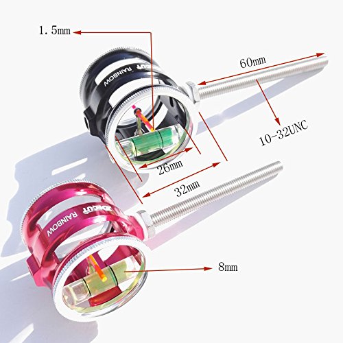 Tiro con arco Miras para Arcos compuestos Arco Sight Scope Pin 1.0 Optical Fiber Bar con 8 Tiempos Lente