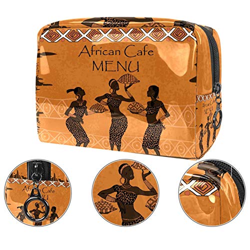 TIZORAX - Bolsa de maquillaje africana para menús cosméticos de PVC, bolsa de maquillaje, artículos de aseo de viaje, práctico organizador para las mujeres